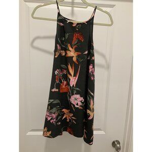 Vans Top X-SMALL Women’s Spaghetti Strap Summer Flowing Black With Flower